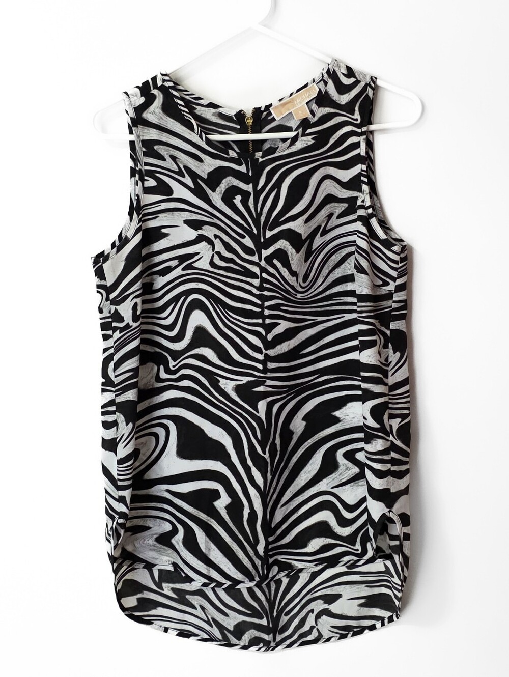 MICHAEL Michael Kors Black & White Zebra Print Sleeveless Top Size Small